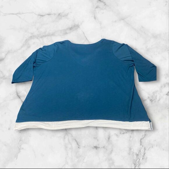 Avenue Your Tee Womens sz 30/32- 3/4 Sleeve Blue White T Shirt MSRP: $35 - Picture 2 of 15